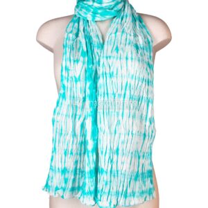 Foulard in Cotone Shibori con Disegno Piume