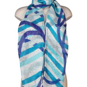 Foulard in Lino Stampato Disegno Onde