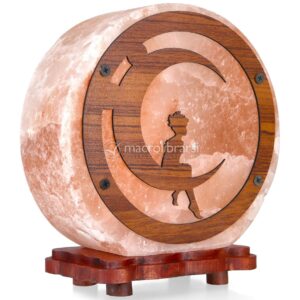 Lampada di Sale Tonda con Base in Legno