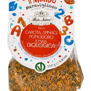 Pasta con Carota, Spinaci, Pomodoro e Mais Bio - Letterine