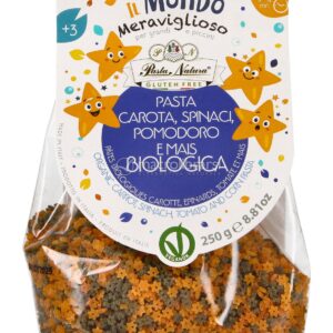 Pasta con Carota, Spinaci, Pomodoro e Mais Bio - Stelline