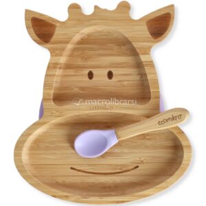 Piatto Giraffa in Bambù con Cucchiaio