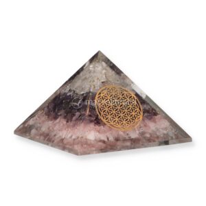 Piramide in Orgonite "Triangolo d’Oro" con Fiore della Vita
