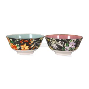 Set di 4 Ciotole in Gress Smaltato "Floral"