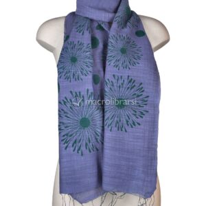 Foulard in Cotone e Seta con Stampa Fiore Dente di Leone