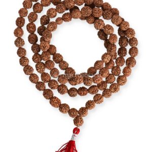 Mala con Grani di Rudraksha e Nappina Rossa
