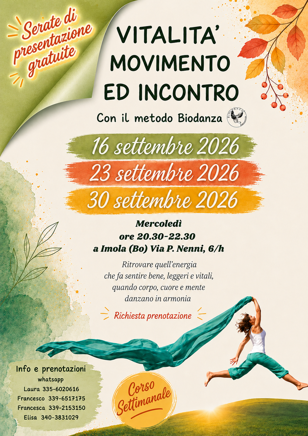 Corso settimanale di Biodanza a Imola 1 6a9405f688324 presentazioni gratuite evidenziate ragazza in saldo imola settembre 2026