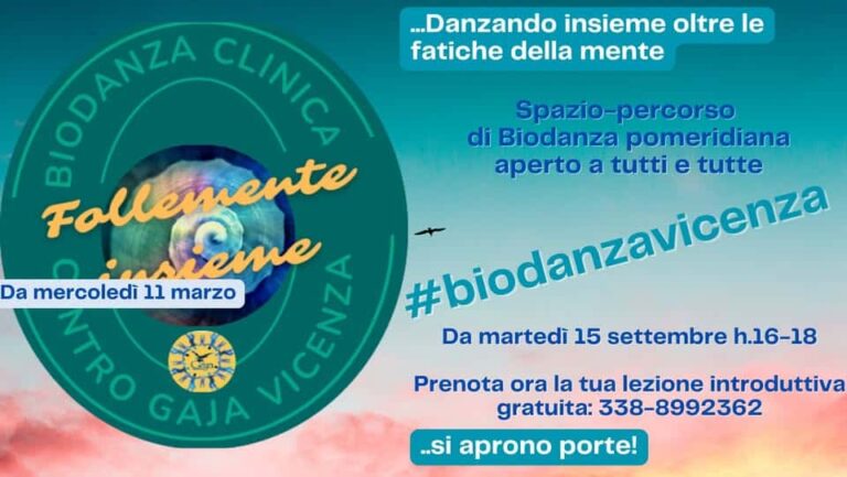 Follemente Insieme – Spazio percorso di Biodanza clinica pomeridiano