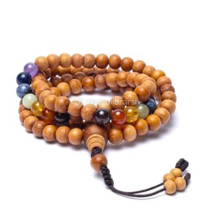 Mala con 7 Pietre Chakra e Grani in Legno Kadam