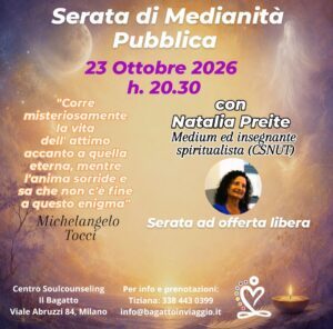 Serata pubblica di medianità 1 Dimostrazione pubblica di medianita 23 ottobre 2026