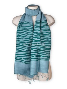 foulard cotone e seta stampa onde verde acqua 718633