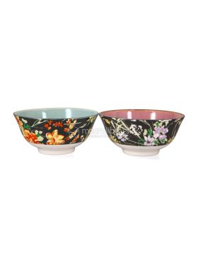 set di 4 ciotole in gress smaltato floral 736949 7