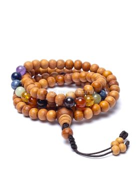 mala con 7 pietre chakra e grani in legno kadam 744998