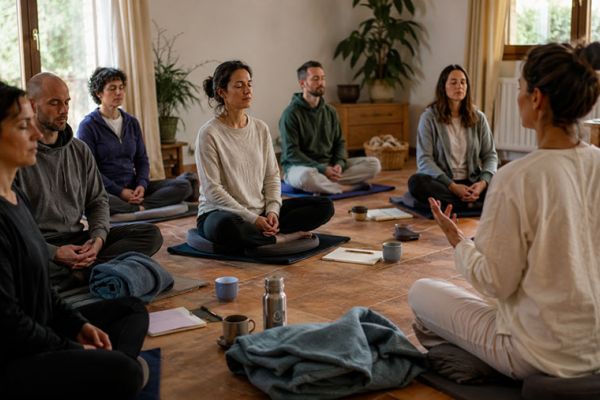 Meditazione guidata nei weekend di studio: come funziona in ritiri e corsi residenziali