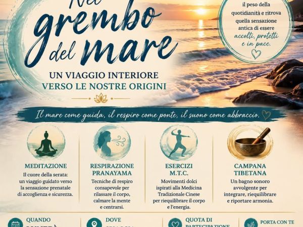 Serata in spiaggia con meditazione, respirazione e campana tibetana