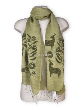 foulard cotone e seta stampa foresta verde oliva 718755