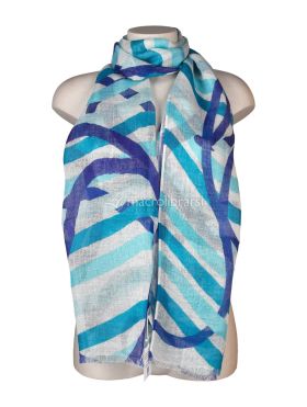 foulard in lino stampato disegno onde 704381