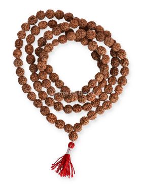 mala con grani di rudraksha e nappina rossa 745006